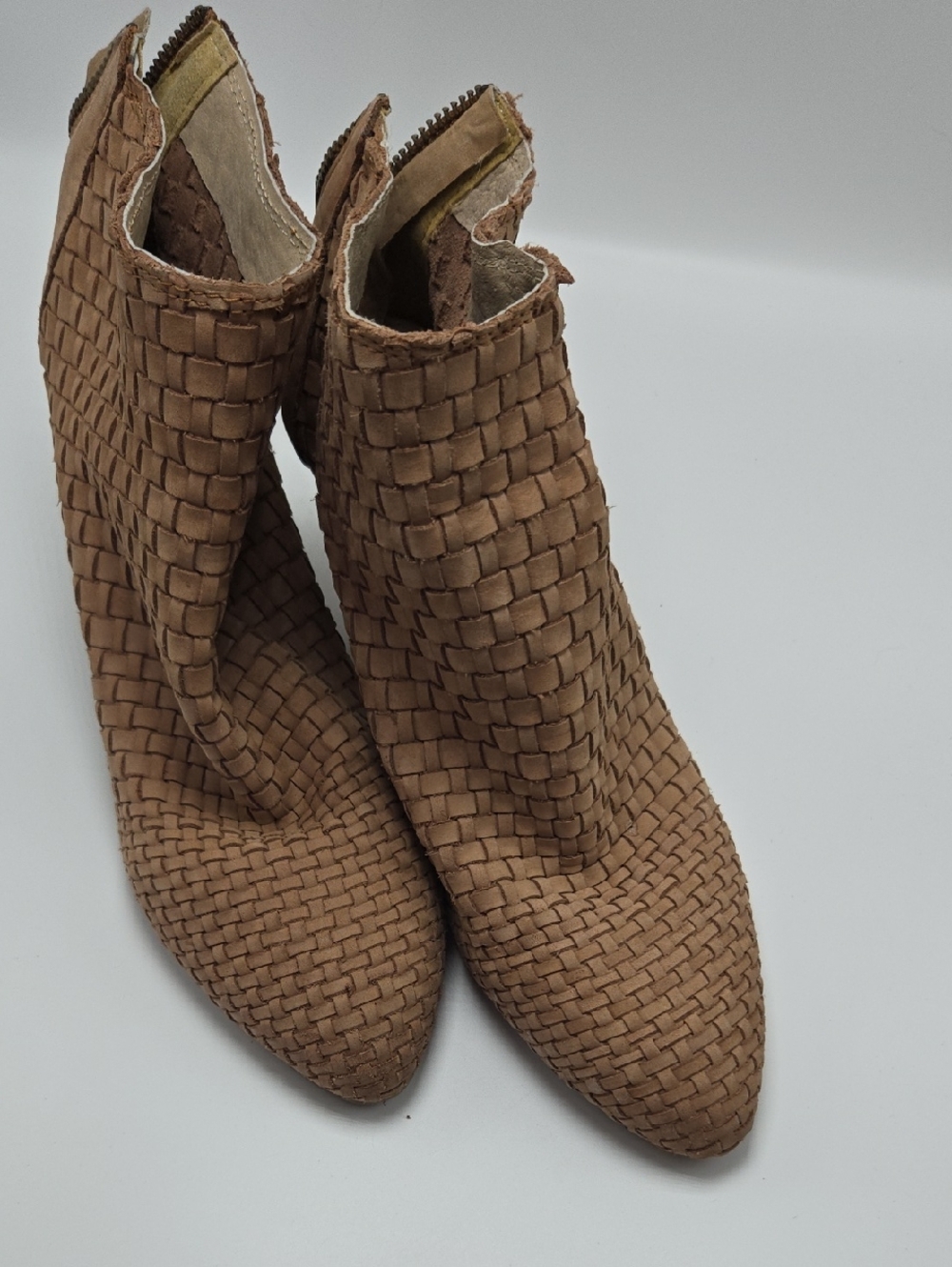 Sbicca Woven Pointed Ankle Booties - Tan